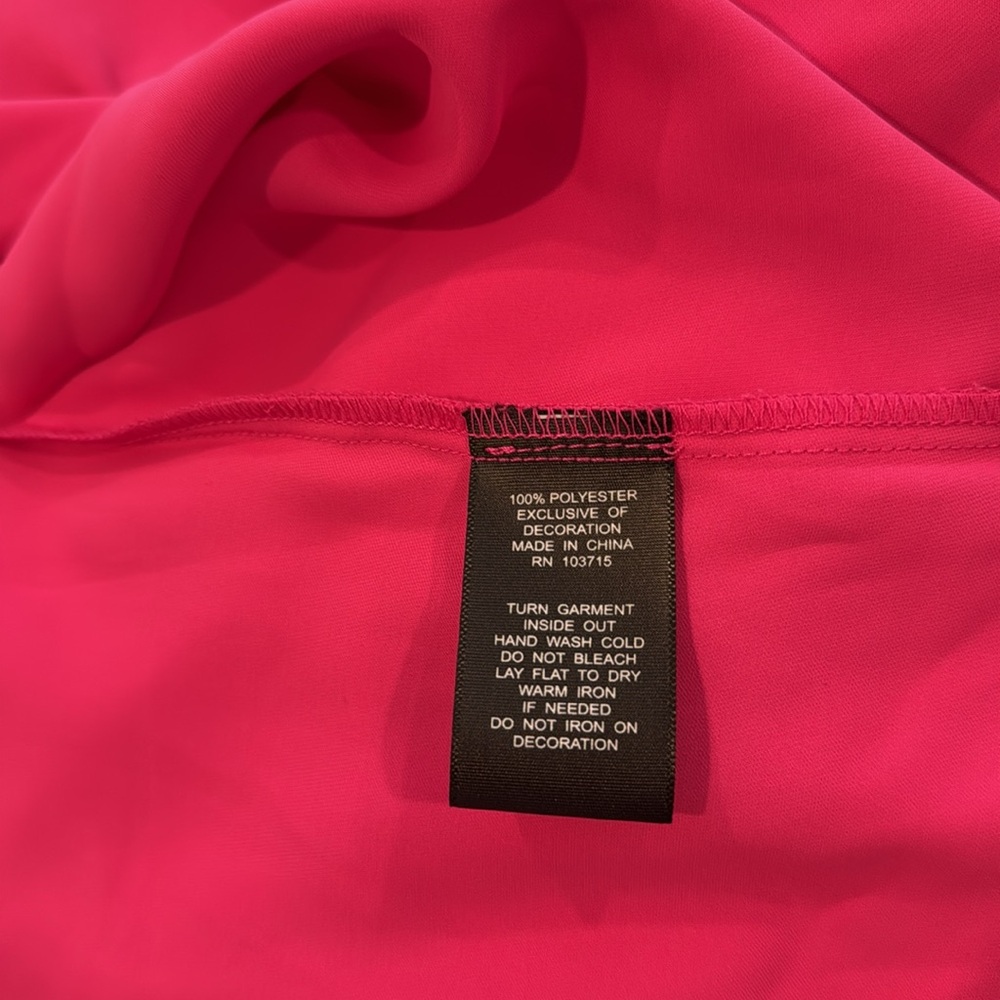 Nicole Miller (size 16) Audrey Knot Front Vibrant Pink Long Sleeve Dress - Picture 4 of 5